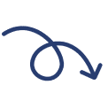 Here are a few options for an alt tag, all under 8 words: * **Blue curved arrow looping down** * **Circular downward arrow** * **Looping arrow pointing down** * **Downward swirl arrow** The best option will depend on the specific context of where the image is used.